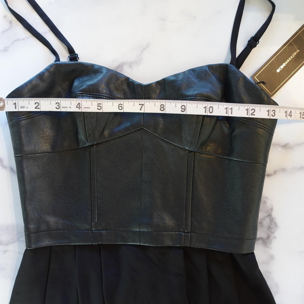 Bcbg Maxazria Faux Leather Corset Maxi Dress XXS Black Leandra High Low Goth NWT - Picture 6 of 12